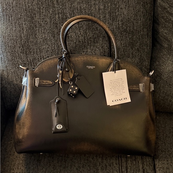 Coach Runway Empire Carryall 40 Bag in Hand Distressed Natural Grain Leather NWT - Picture 8 of 15